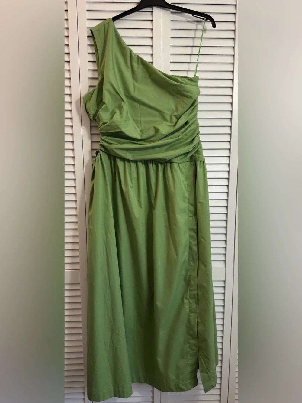 NWOT Abercrombie & Fitch Red One Shoulder Cut Out Ruched Cotton Maxi Dress L